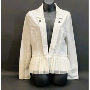 Women short Ballerina Blazer Ivory Grey Lightweight Ruffled Tule Hem Fairy Large